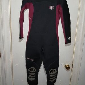 Men's Black and Burgundy Swim Suit
